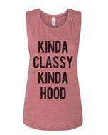 Kinda Classy Kinda Hood Fitted Muscle Tank - Wake Slay Repeat