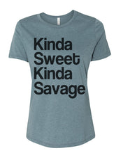 Load image into Gallery viewer, Kinda Sweet Kinda Savage Relaxed Women&#39;s T Shirt - Wake Slay Repeat