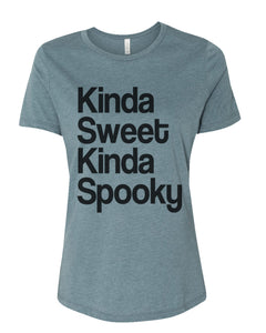 Kinda Sweet Kinda Spooky Fitted Women's T Shirt - Wake Slay Repeat