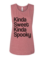 Kinda Sweet Kinda Spooky Fitted Scoop Muscle Tank - Wake Slay Repeat