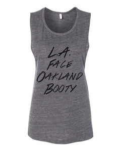 LA Face Oakland Booty Fitted Scoop Muscle Tank - Wake Slay Repeat