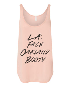 LA Face Oakland Booty Flowy Side Slit Tank Top - Wake Slay Repeat