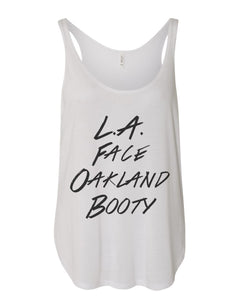 LA Face Oakland Booty Flowy Side Slit Tank Top - Wake Slay Repeat