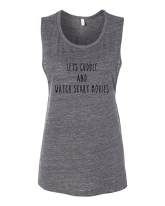 Let's Cuddle And Watch Scary Movies Fitted Muscle Tank - Wake Slay Repeat