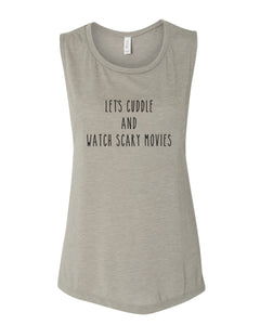 Let's Cuddle And Watch Scary Movies Fitted Muscle Tank - Wake Slay Repeat