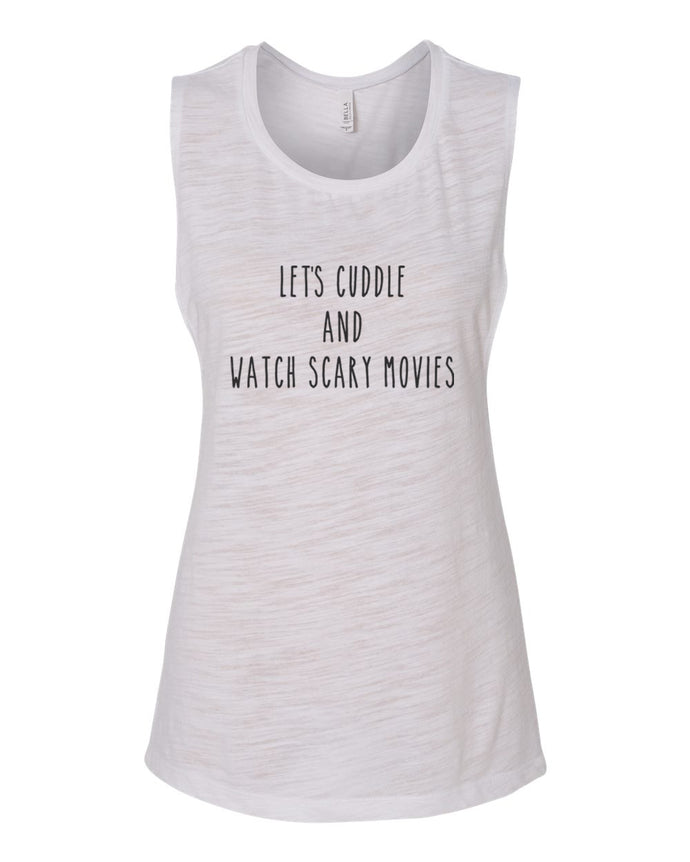 Let's Cuddle And Watch Scary Movies Fitted Muscle Tank - Wake Slay Repeat