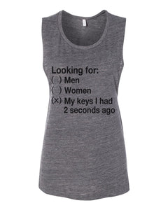 Looking For My Keys Fitted Scoop Muscle Tank - Wake Slay Repeat