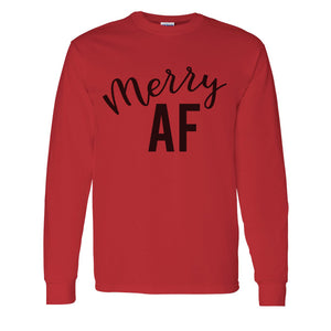 Merry AF Christmas Unisex Long Sleeve T Shirt - Wake Slay Repeat