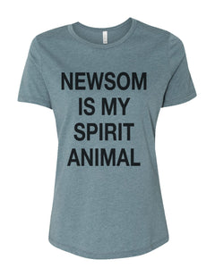 Newsom Is My Spirit Animal Fitted Women's T Shirt - Wake Slay Repeat