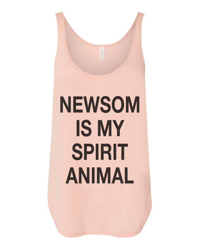 Newsom Is My Spirit Animal Flowy Side Slit Tank Top - Wake Slay Repeat