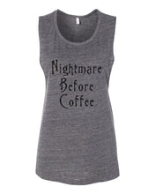 Load image into Gallery viewer, Nightmare Before Coffee Fitted Muscle Tank - Wake Slay Repeat