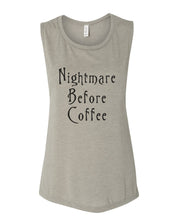 Load image into Gallery viewer, Nightmare Before Coffee Fitted Muscle Tank - Wake Slay Repeat