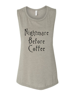 Nightmare Before Coffee Fitted Muscle Tank - Wake Slay Repeat