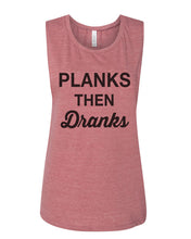 Load image into Gallery viewer, Planks Then Dranks Fitted Muscle Tank - Wake Slay Repeat