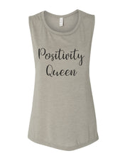 Load image into Gallery viewer, Positivity Queen Flowy Scoop Muscle Tank - Wake Slay Repeat