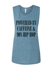 Load image into Gallery viewer, Powered By Caffeine &amp; 90s Hip Hop Fitted Muscle Tank - Wake Slay Repeat