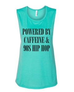 Powered By Caffeine & 90s Hip Hop Fitted Muscle Tank - Wake Slay Repeat