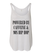 Load image into Gallery viewer, Powered By Caffeine &amp; 90s Hip Hop Flowy Side Slit Tank Top - Wake Slay Repeat