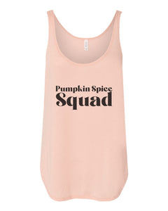 Pumpkin Spice Squad Flowy Side Slit Tank Top - Wake Slay Repeat