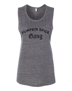 Pumpkin Spice Gang Fitted Scoop Muscle Tank - Wake Slay Repeat