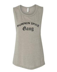 Pumpkin Spice Gang Fitted Scoop Muscle Tank - Wake Slay Repeat