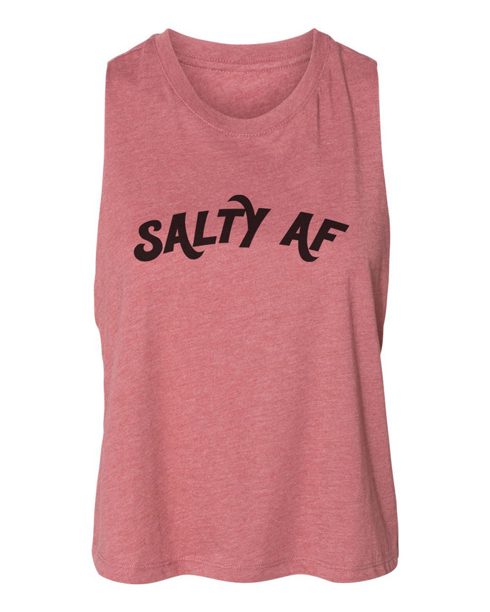 Salty AF Women's Racerback Cropped Tank - Wake Slay Repeat
