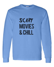 Load image into Gallery viewer, Scary Movies &amp; Chill Unisex Long Sleeve T Shirt - Wake Slay Repeat