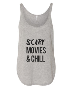 Scary Movies & Chill Flowy Side Slit Tank Top - Wake Slay Repeat