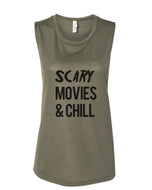 Scary Movies & Chill Fitted Muscle Tank - Wake Slay Repeat