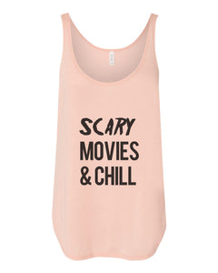 Scary Movies & Chill Flowy Side Slit Tank Top - Wake Slay Repeat