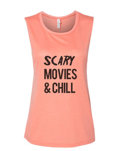 Scary Movies & Chill Fitted Muscle Tank - Wake Slay Repeat