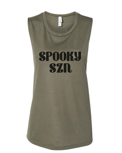 Spooky Szn Fitted Muscle Tank - Wake Slay Repeat