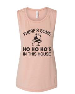 There's Some Ho Ho Ho's In This House Santa Christmas Fitted Muscle Tank - Wake Slay Repeat