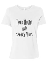 Load image into Gallery viewer, Thick Thighs And Spooky Vibes Fitted Women&#39;s T Shirt - Wake Slay Repeat