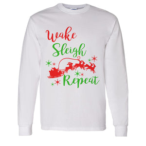 Wake Sleigh Repeat Christmas Unisex Long Sleeve T Shirt - Wake Slay Repeat