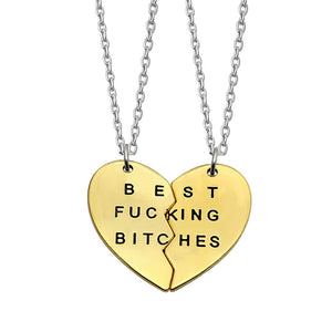 Best Friend Pendant Double Chain Best Fucking Bitches Necklaces - Wake Slay Repeat