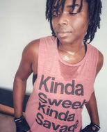 Kinda Sweet Kinda Savage Flowy Scoop Muscle Tank - Wake Slay Repeat