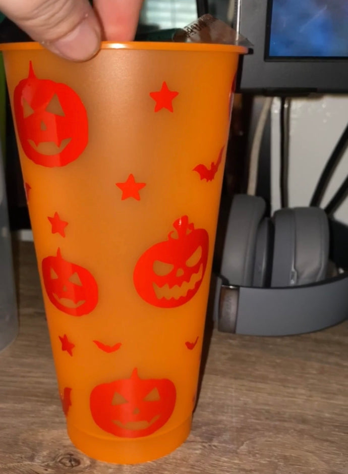 Full Wrap Halloween Pumpkins Reusable Color Changing Cold Cup - Wake Slay Repeat