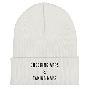 Checking Apps & Taking Naps Cuffed Black Thread Beanie - Wake Slay Repeat