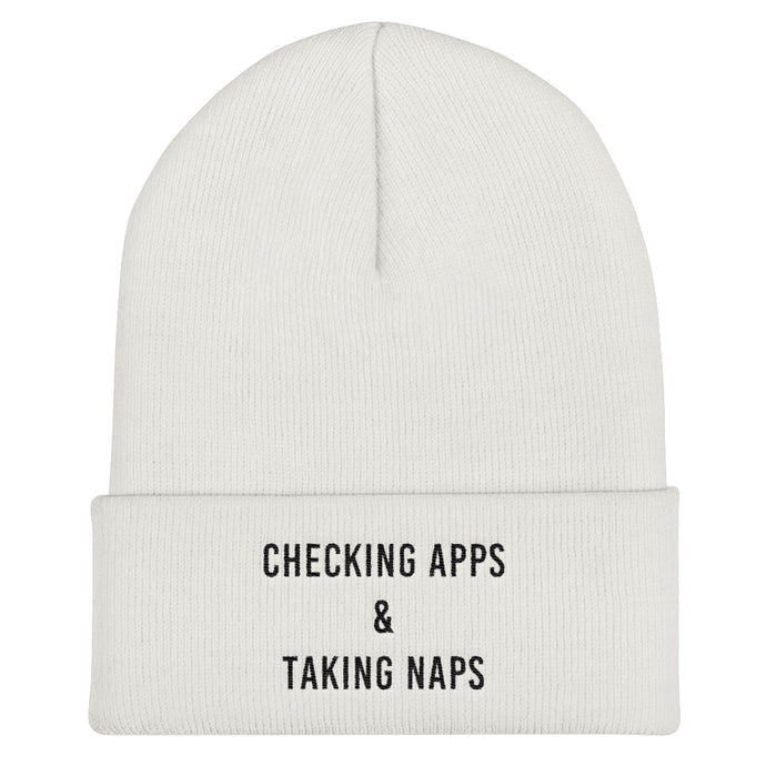 Checking Apps & Taking Naps Cuffed Black Thread Beanie - Wake Slay Repeat