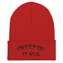 Load image into Gallery viewer, Creepin&#39; It Real Cuffed Black Thread Beanie - Wake Slay Repeat