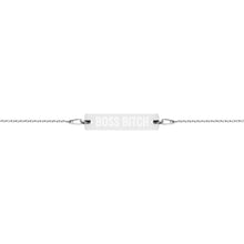 Load image into Gallery viewer, Boss Bitch Engraved Silver Bar Chain Bracelet - Wake Slay Repeat
