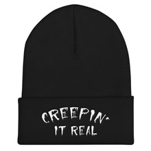 Load image into Gallery viewer, Creepin&#39; It Real Cuffed White Thread Beanie - Wake Slay Repeat