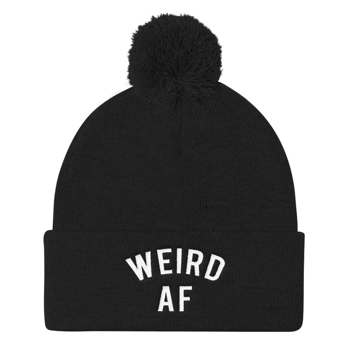 Weird AF Pom Pom Knit Cap - Wake Slay Repeat