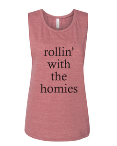 rollin' with the homies Fitted Scoop Muscle Tank - Wake Slay Repeat