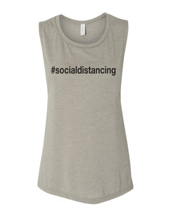 #socialdistancing Fitted Muscle Tank - Wake Slay Repeat