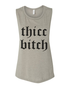 Thicc Bitch Fitted Scoop Muscle Tank - Wake Slay Repeat