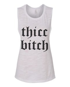 Thicc Bitch Fitted Scoop Muscle Tank - Wake Slay Repeat
