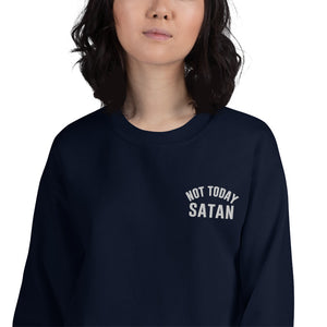 Not Today Satan Pocket Embroidered Unisex Sweatshirt